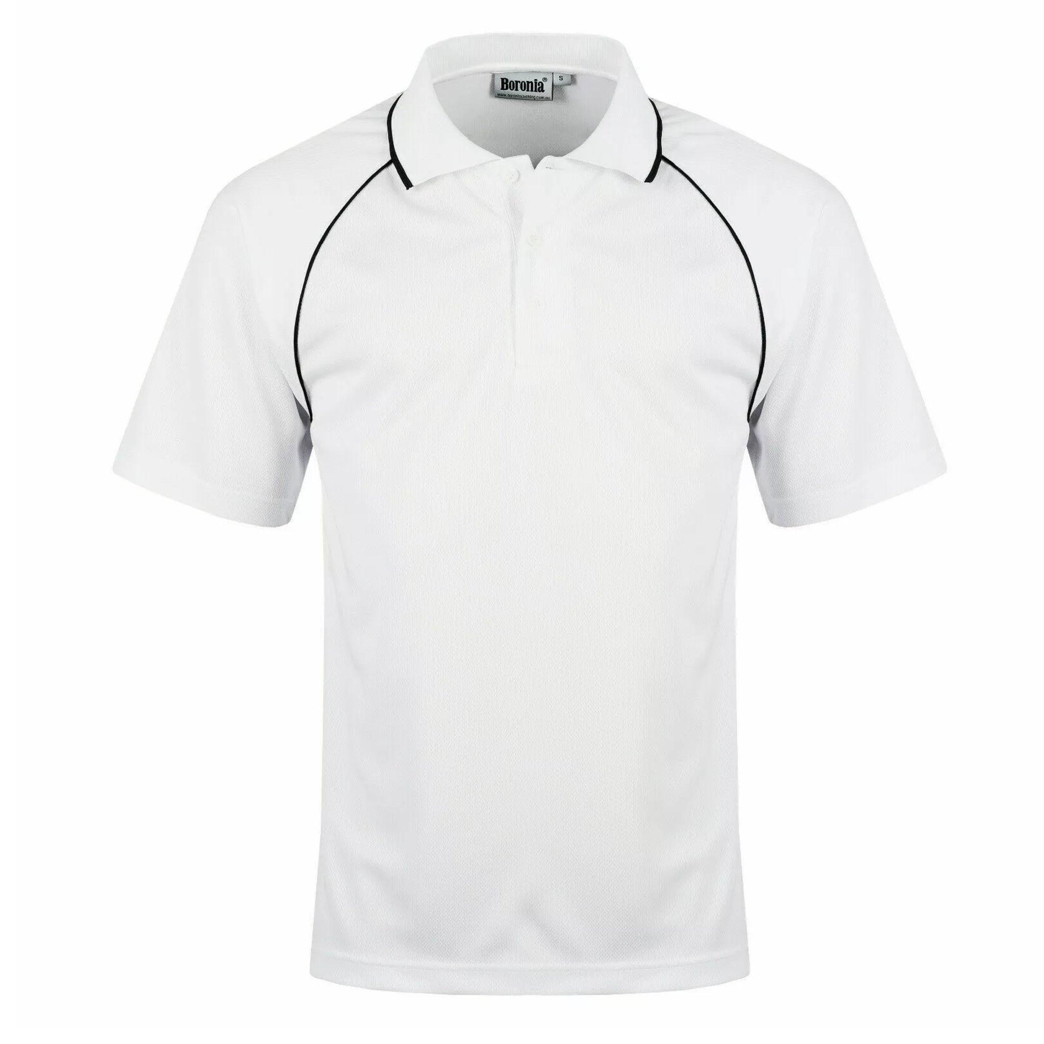 Children's white and navy polo sports shirt short sleeve breathable school PE top
